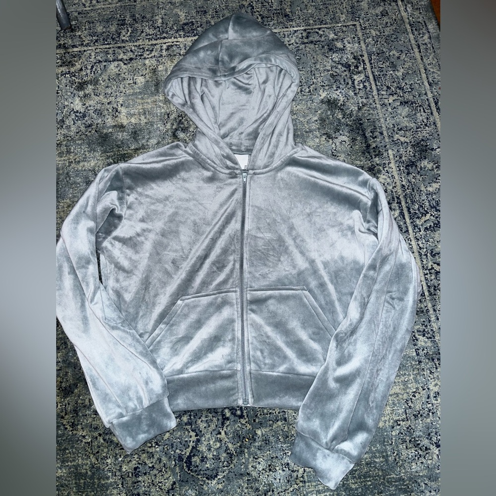 H&M Soft Gray Velvet Hoodie